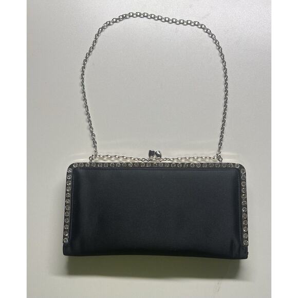 Franchi Handbag clutch Evening Cocktail Purse‎ Black Bejeweled - Picture 1 of 7